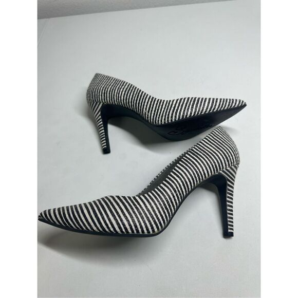 Seychelles Womens Black White Striped Leather Pointed Toe Heels Pumps Shoes 8 - Picture 6 of 10